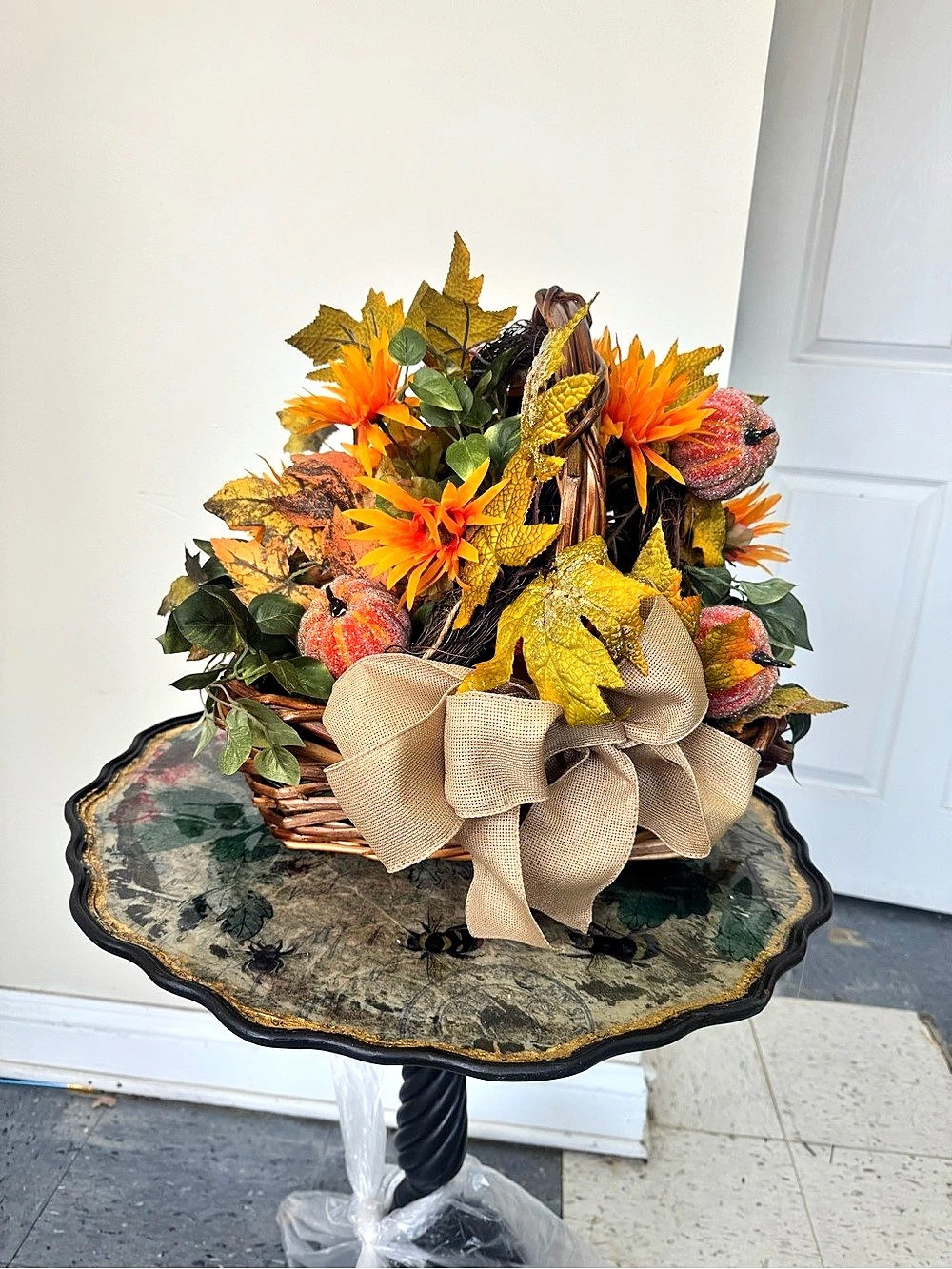 Fall Harvest Basket Arrangement in Orange & Yellow